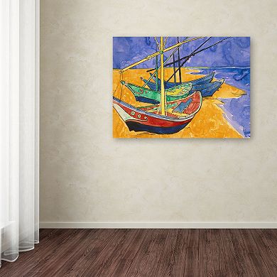 "Fishing Boats on the Beach" Canvas Wall Art by Vincent van Gogh
