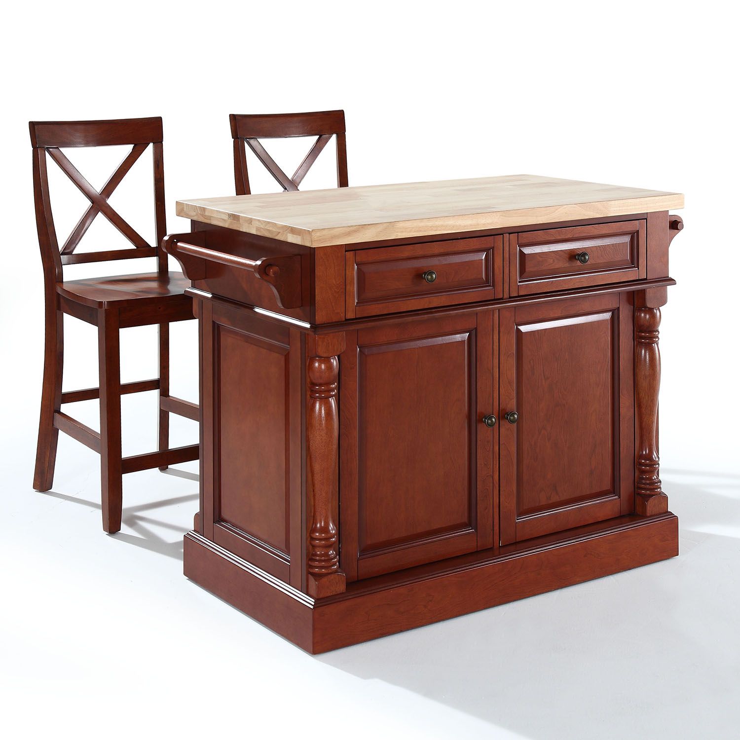 Crosley Furniture 3-piece Kitchen Island & X-Back Counter Chair Set