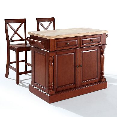 Crosley Furniture 3-piece Kitchen Island and X-Back Counter Chair Set