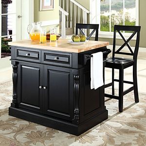 Crosley Furniture 3-piece Kitchen Island & X-Back Counter Chair Set