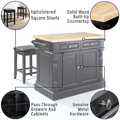 Crosley Furniture 3-piece Kitchen Island and Counter Stool Set
