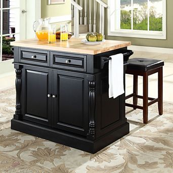 Crosley Furniture 3 pc Kitchen Island & Counter Stool Set
