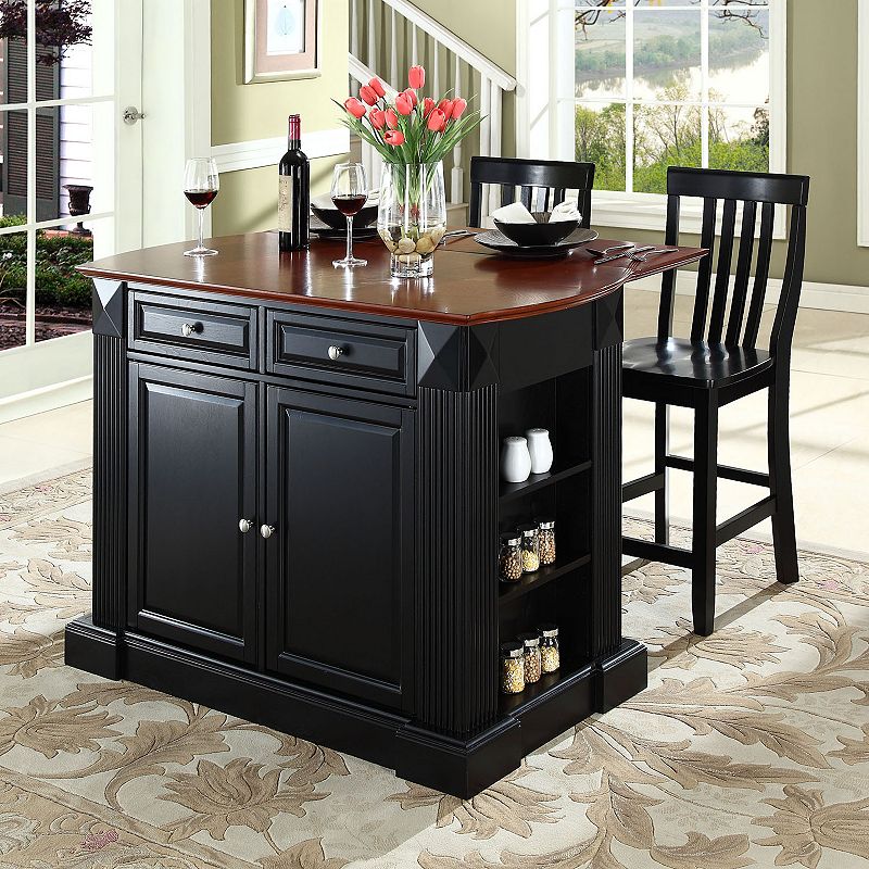 Crosley Furniture 3-piece Drop-Leaf Kitchen Island and School House Counter
