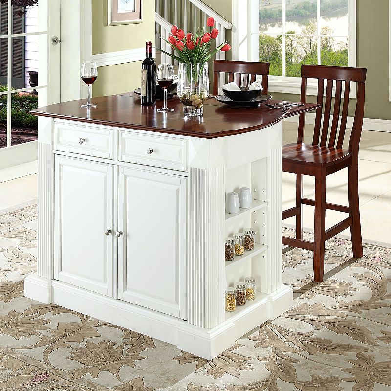 Crosley Furniture 3-piece Drop-Leaf Kitchen Island and School House Counter