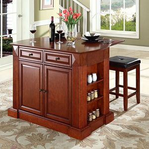 Crosley Furniture 3-piece Drop-Leaf Kitchen Island & Counter Stool Set