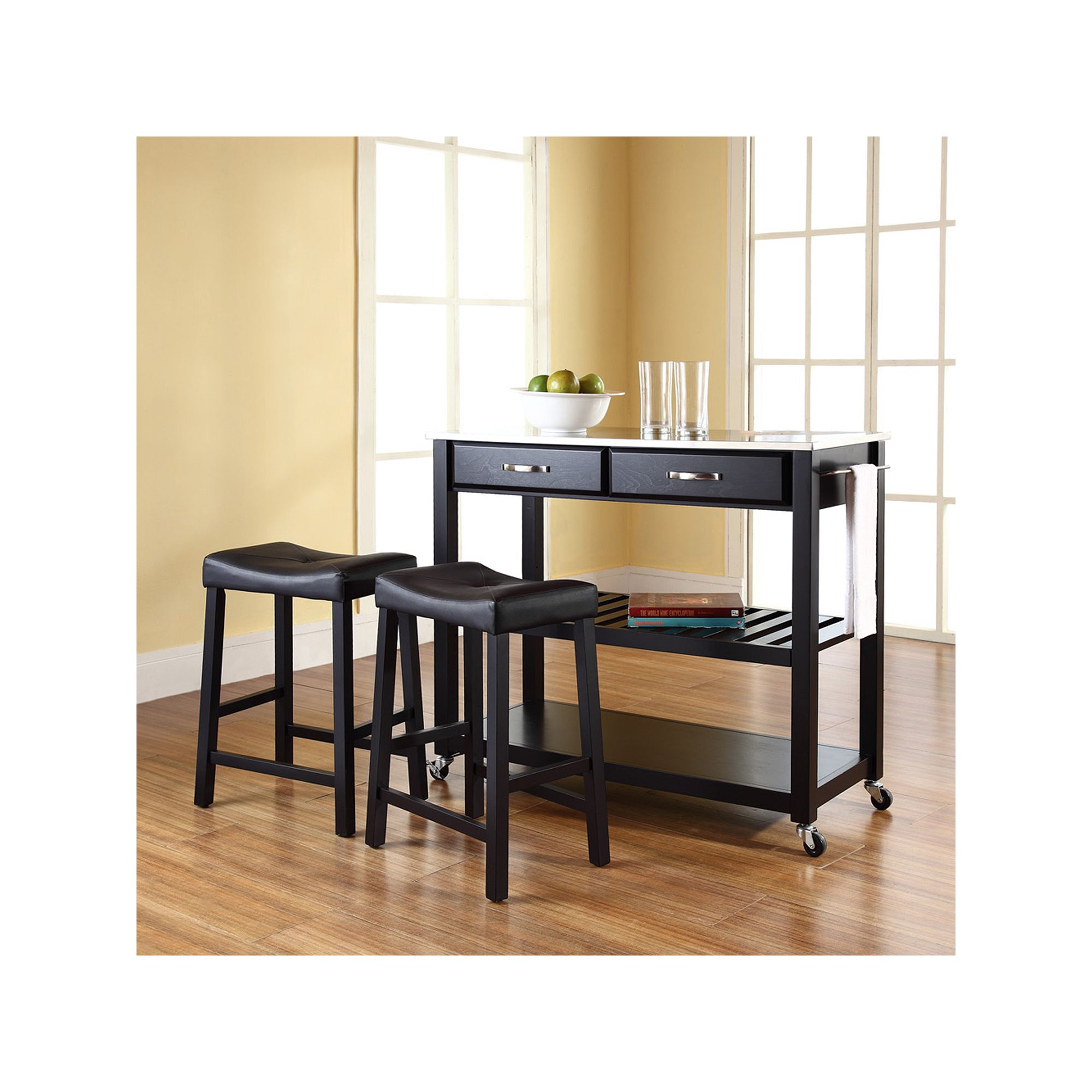 Crosley Furniture 3-piece Stainless Steel Top Kitchen Island Cart & Counter