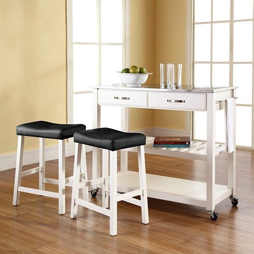 Crosley Furniture 3piece Stainless Steel Top Kitchen Island Cart