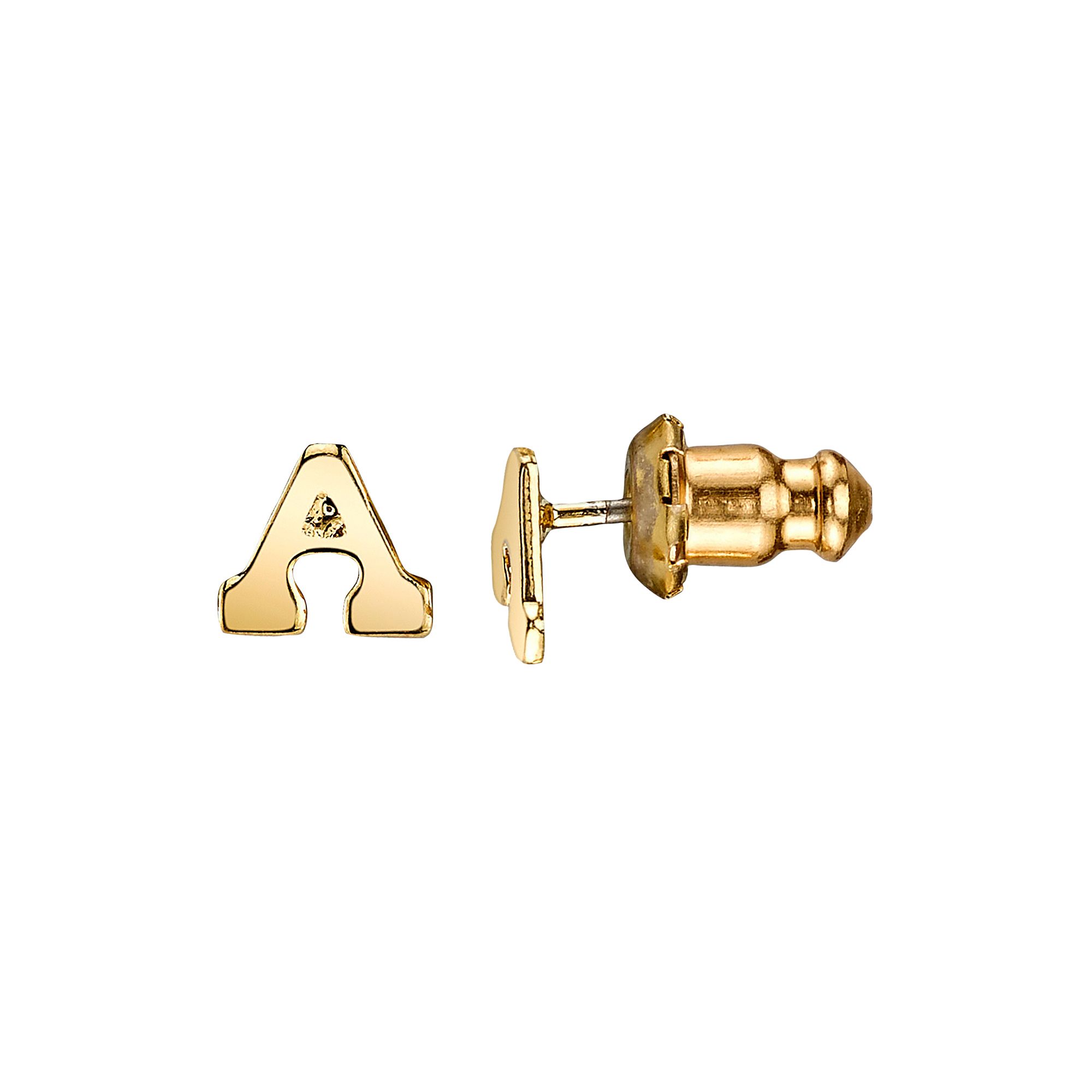 1928 14K Gold Dipped Initial Button Earrings, Womens
