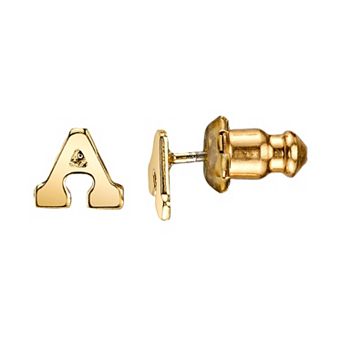 1928 14K Gold Dipped Initial Button Earrings