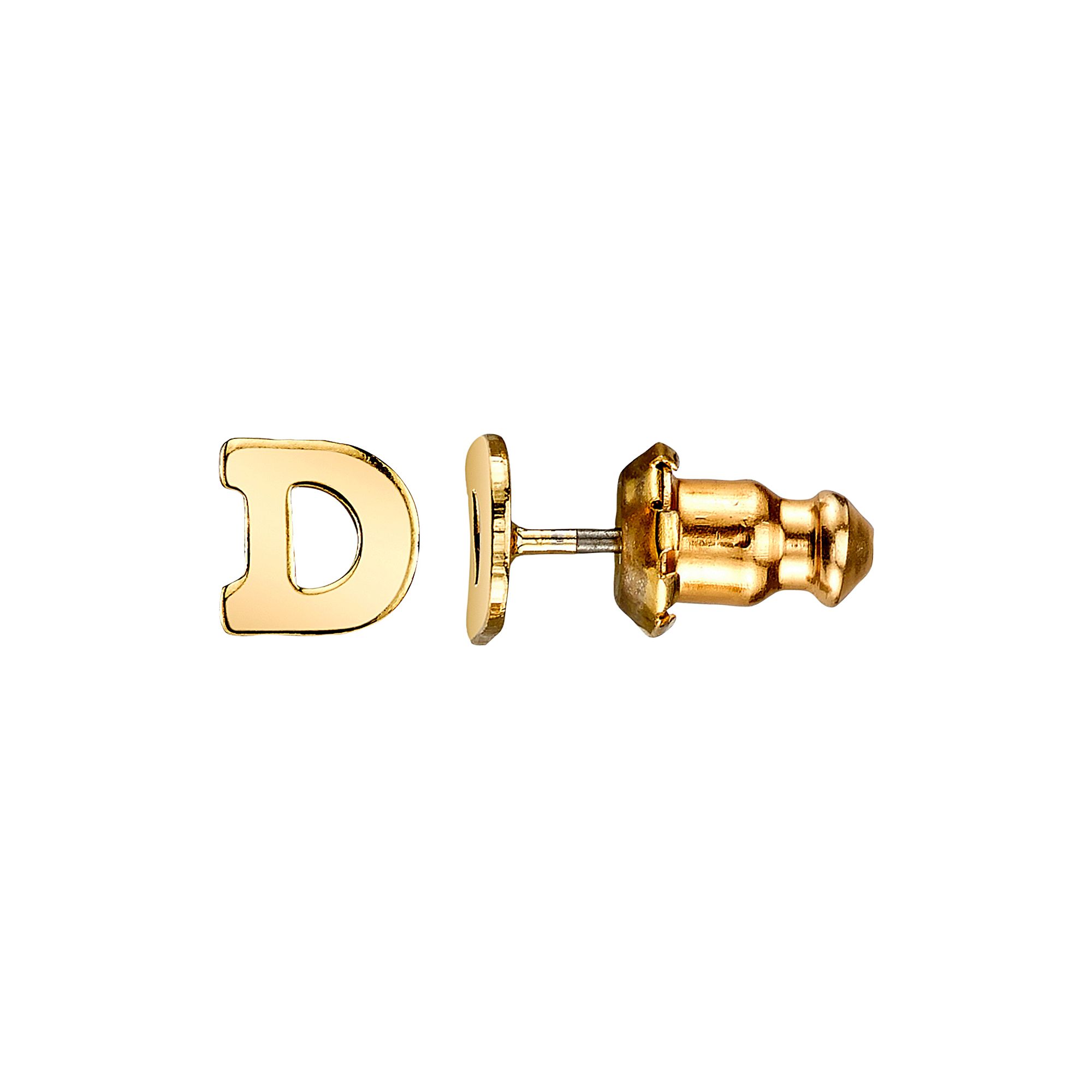 1928 14K Gold Dipped Initial Button Earrings, Womens