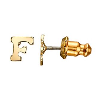 1928 14K Gold Dipped Initial Button Earrings