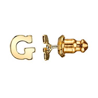 1928 14K Gold Dipped Initial Button Earrings