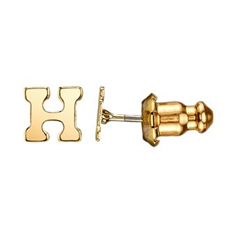 1928 14K Gold Dipped Initial Button Earrings