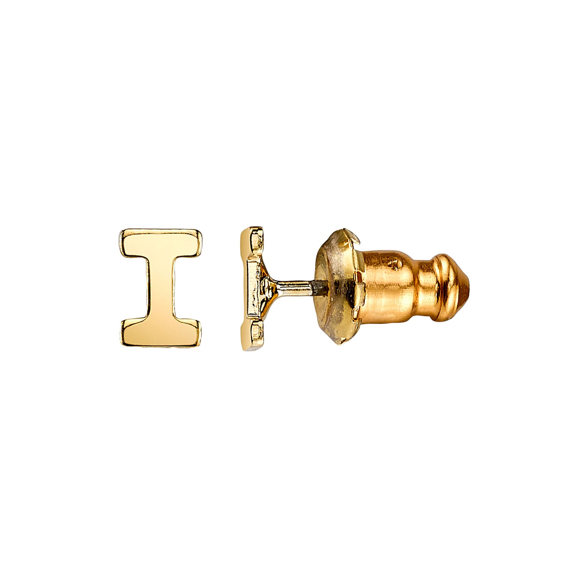 1928 14K Gold Dipped Initial Button Earrings, Womens