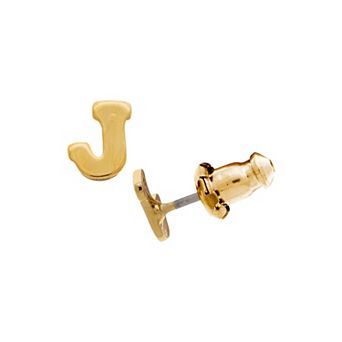 1928 14K Gold Dipped Initial Button Earrings