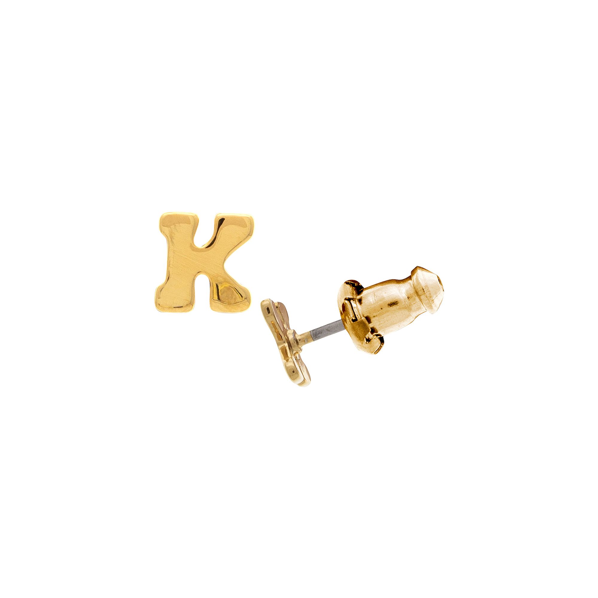 1928 14K Gold Dipped Initial Button Earrings, Womens