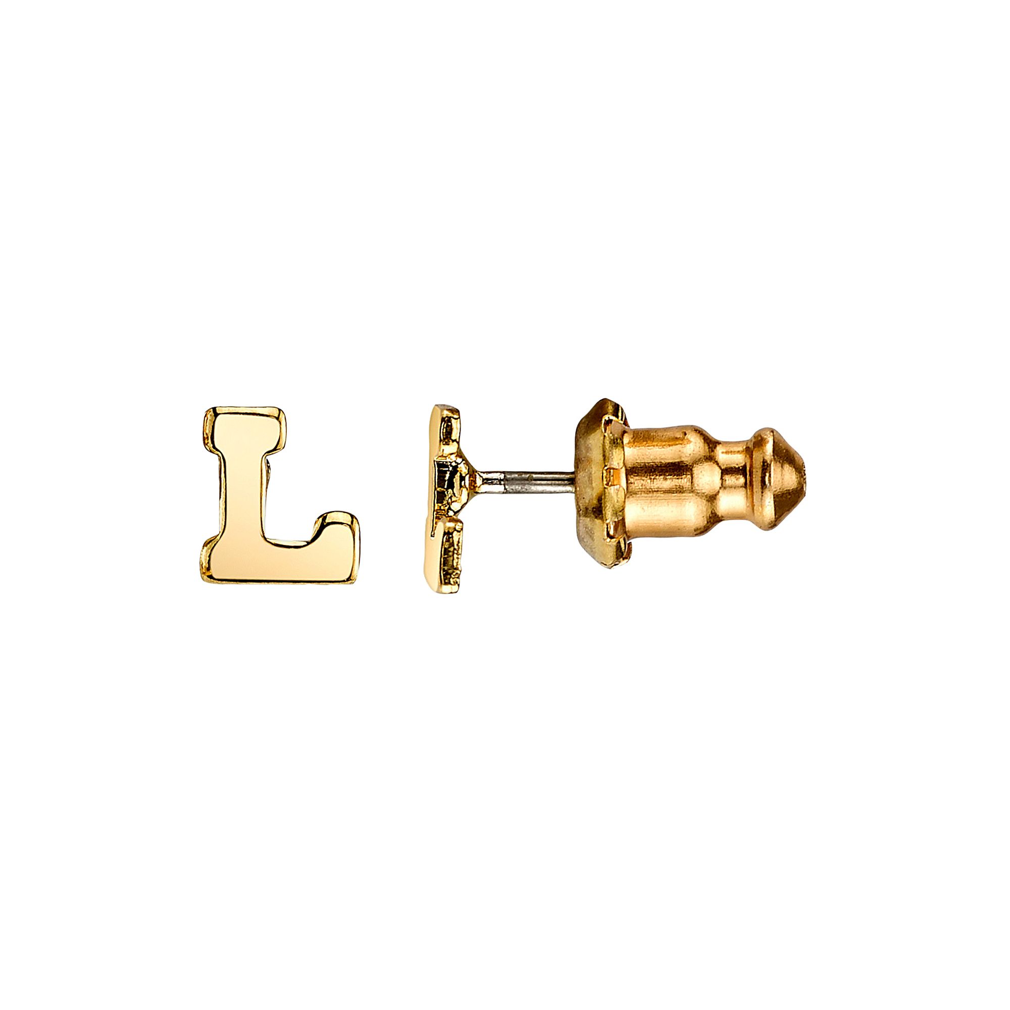 1928 14K Gold Dipped Initial Button Earrings, Womens