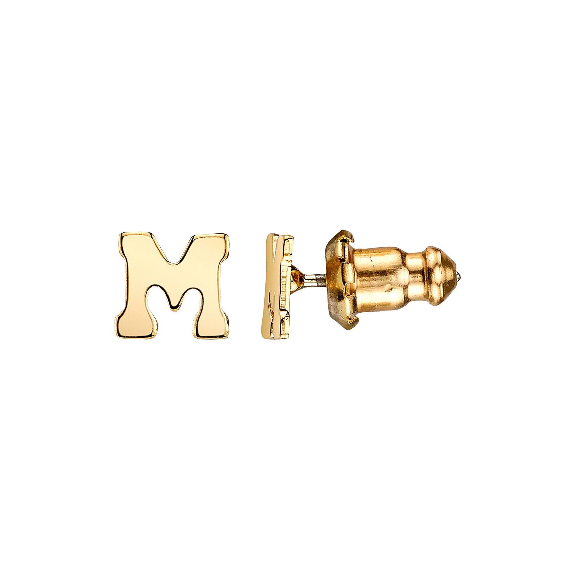 1928 14K Gold Dipped Initial Button Earrings, Womens