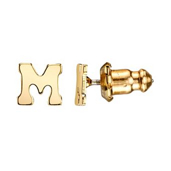 1928 14K Gold Dipped Initial Button Earrings