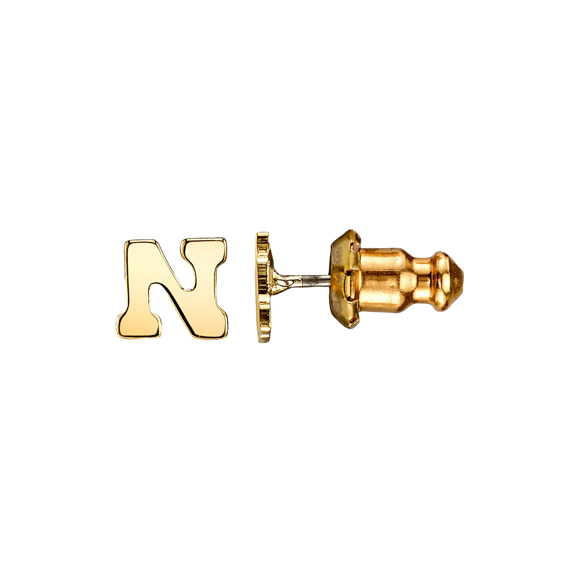 1928 14K Gold Dipped Initial Button Earrings, Womens