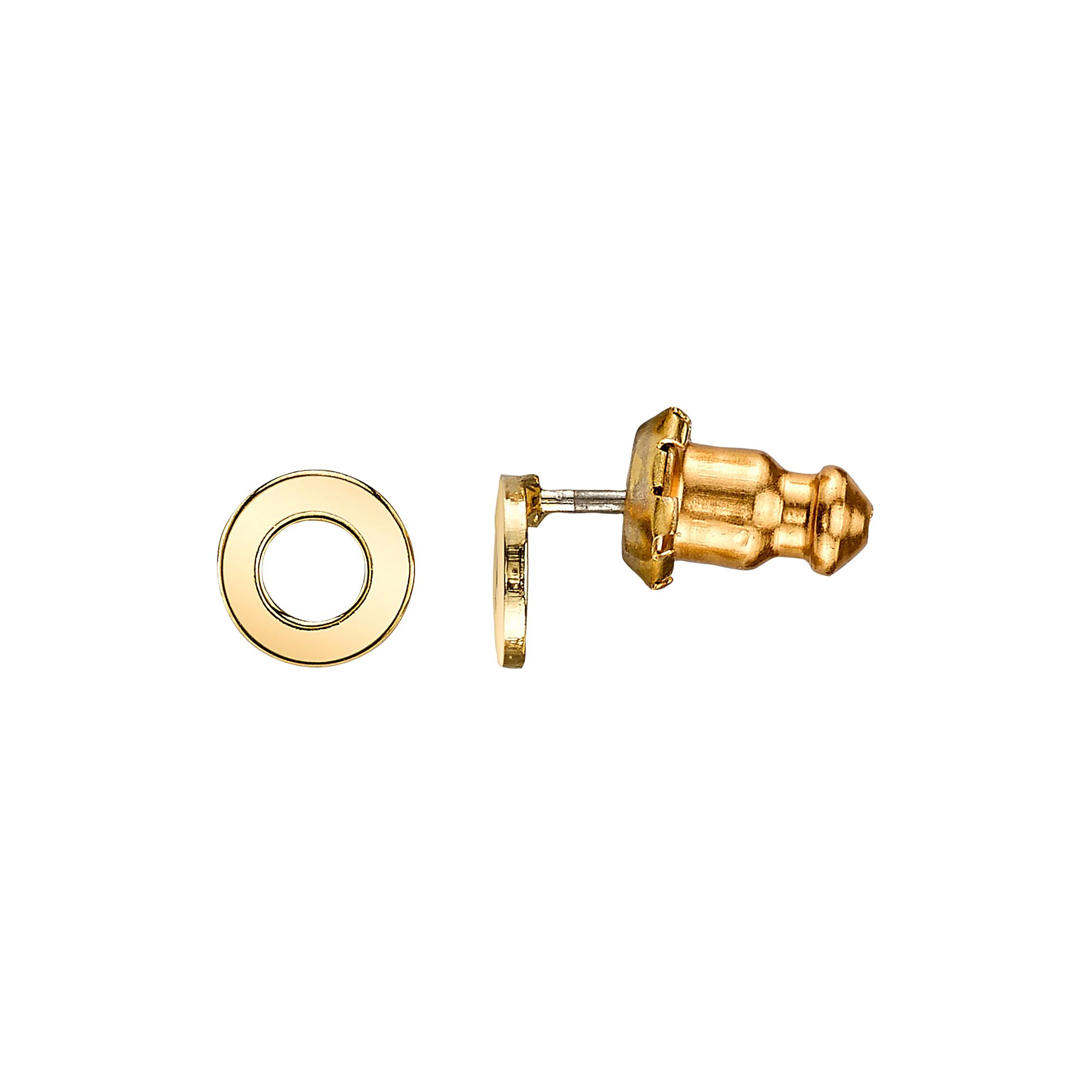 1928 14K Gold Dipped Initial Button Earrings, Womens