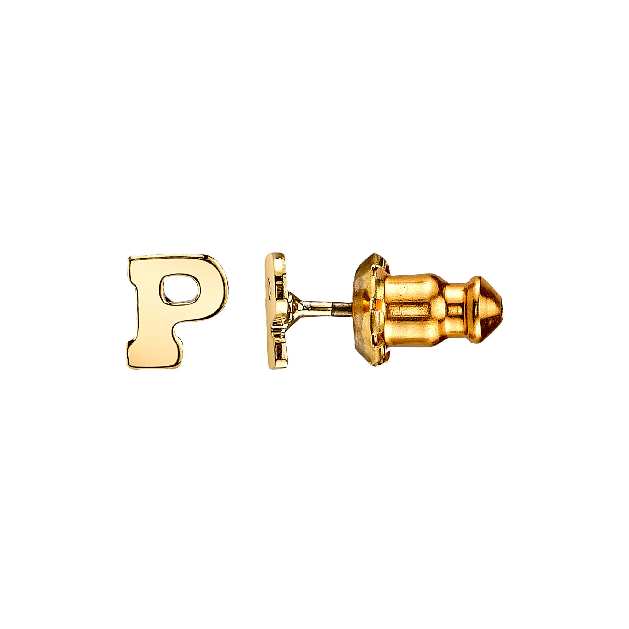 1928 14K Gold Dipped Initial Button Earrings, Womens