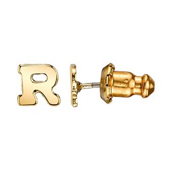 1928 14K Gold Dipped Initial Button Earrings