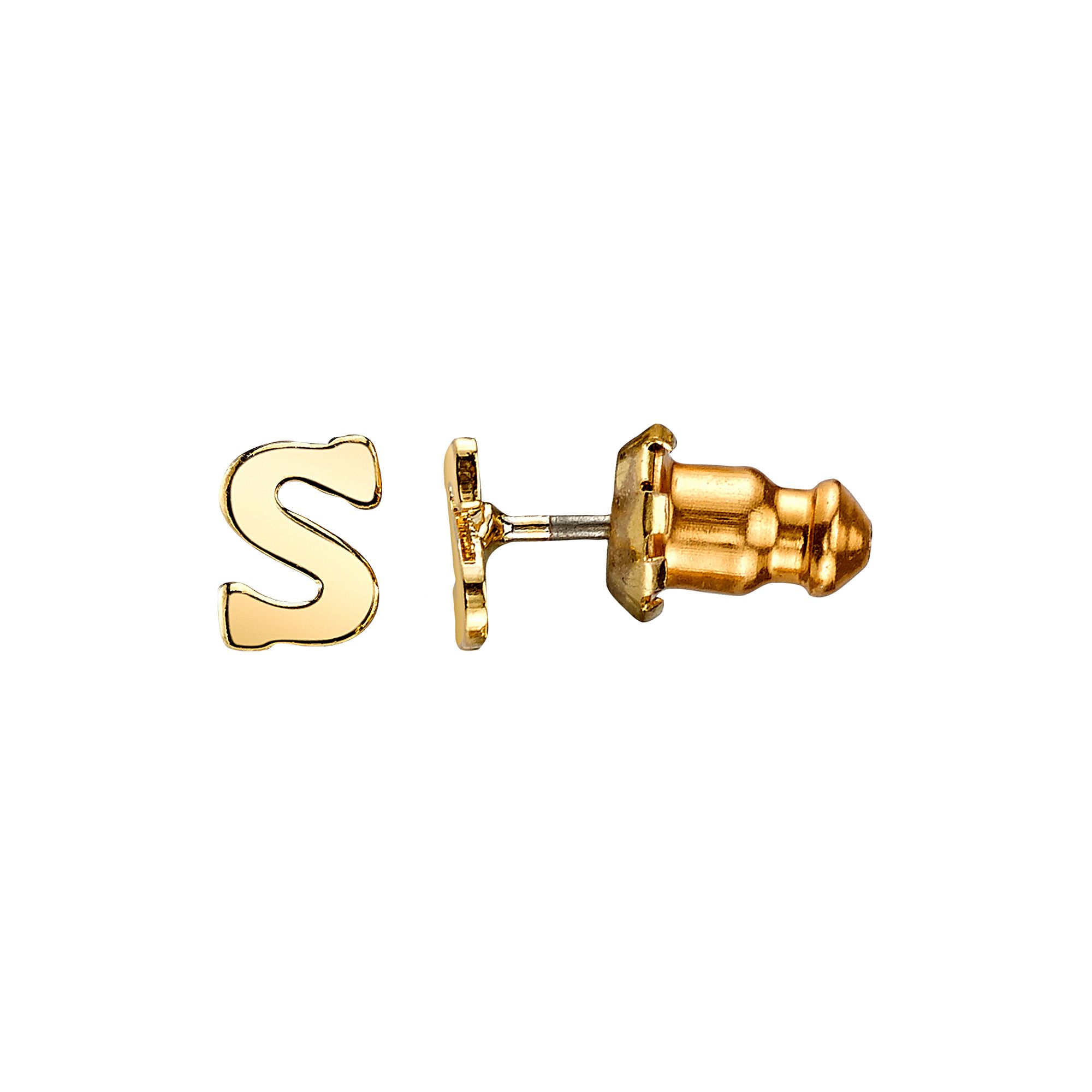 1928 14K Gold Dipped Initial Button Earrings, Womens