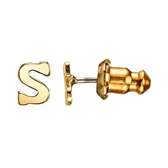 1928 14K Gold Dipped Initial Button Earrings