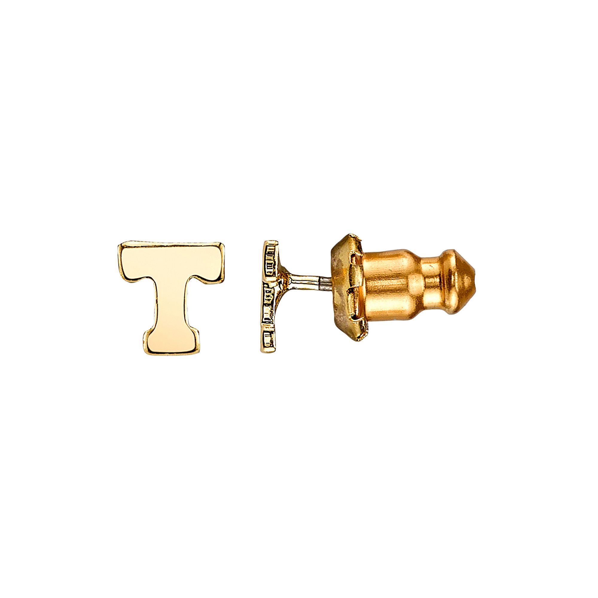1928 14K Gold Dipped Initial Button Earrings, Womens