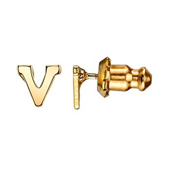1928 14K Gold Dipped Initial Button Earrings