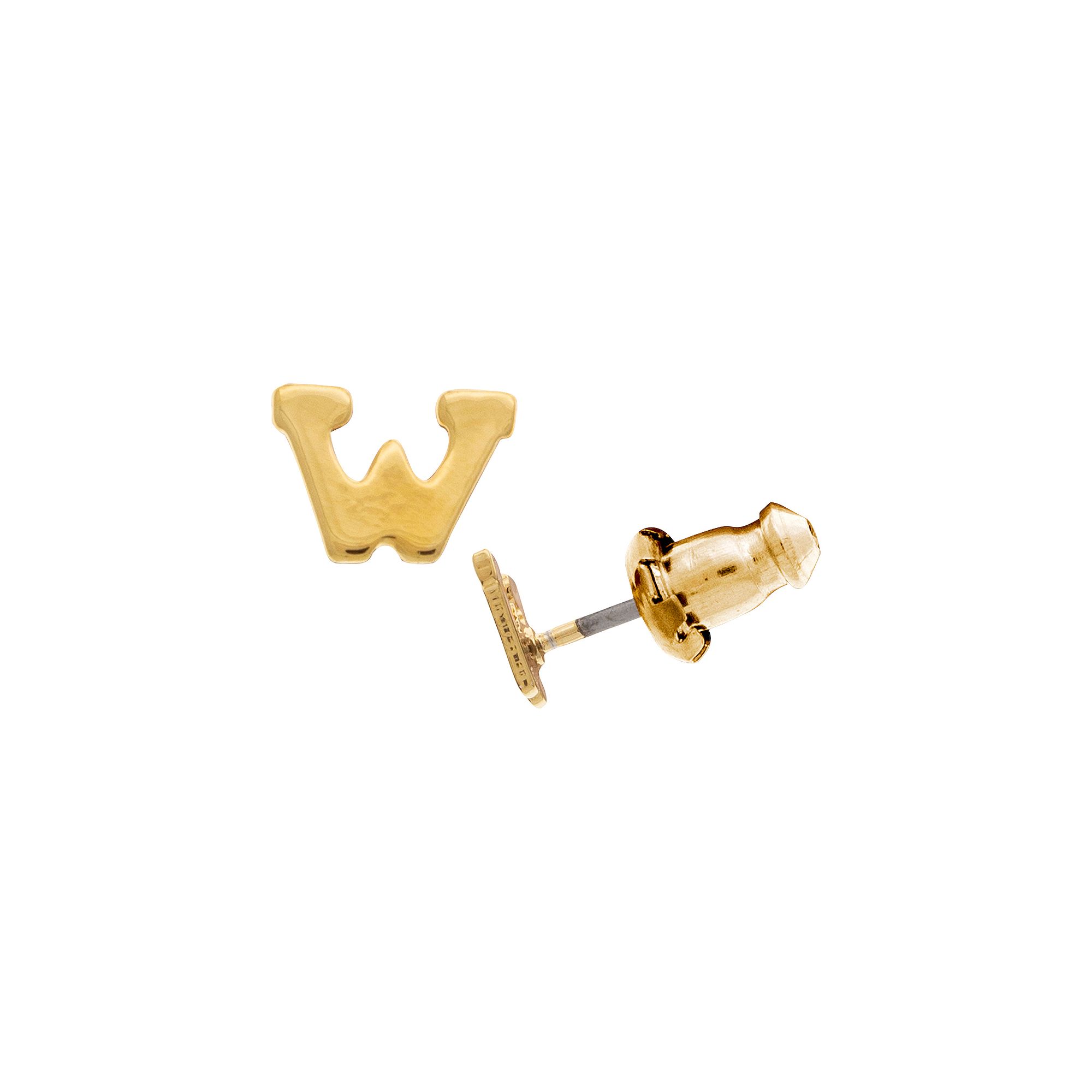 1928 14K Gold Dipped Initial Button Earrings, Womens