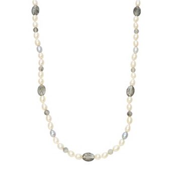 Dyed Freshwater Cultured Pearl & Quartz Sterling Silver Necklace