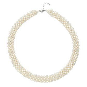 Freshwater Cultured Pearl Sterling Silver Multistrand Necklace