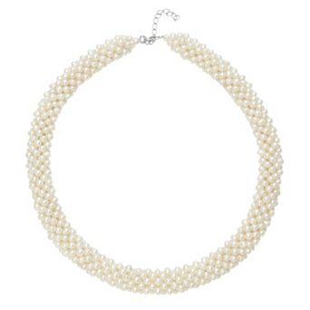 Freshwater Cultured Pearl Sterling Silver Multistrand Necklace