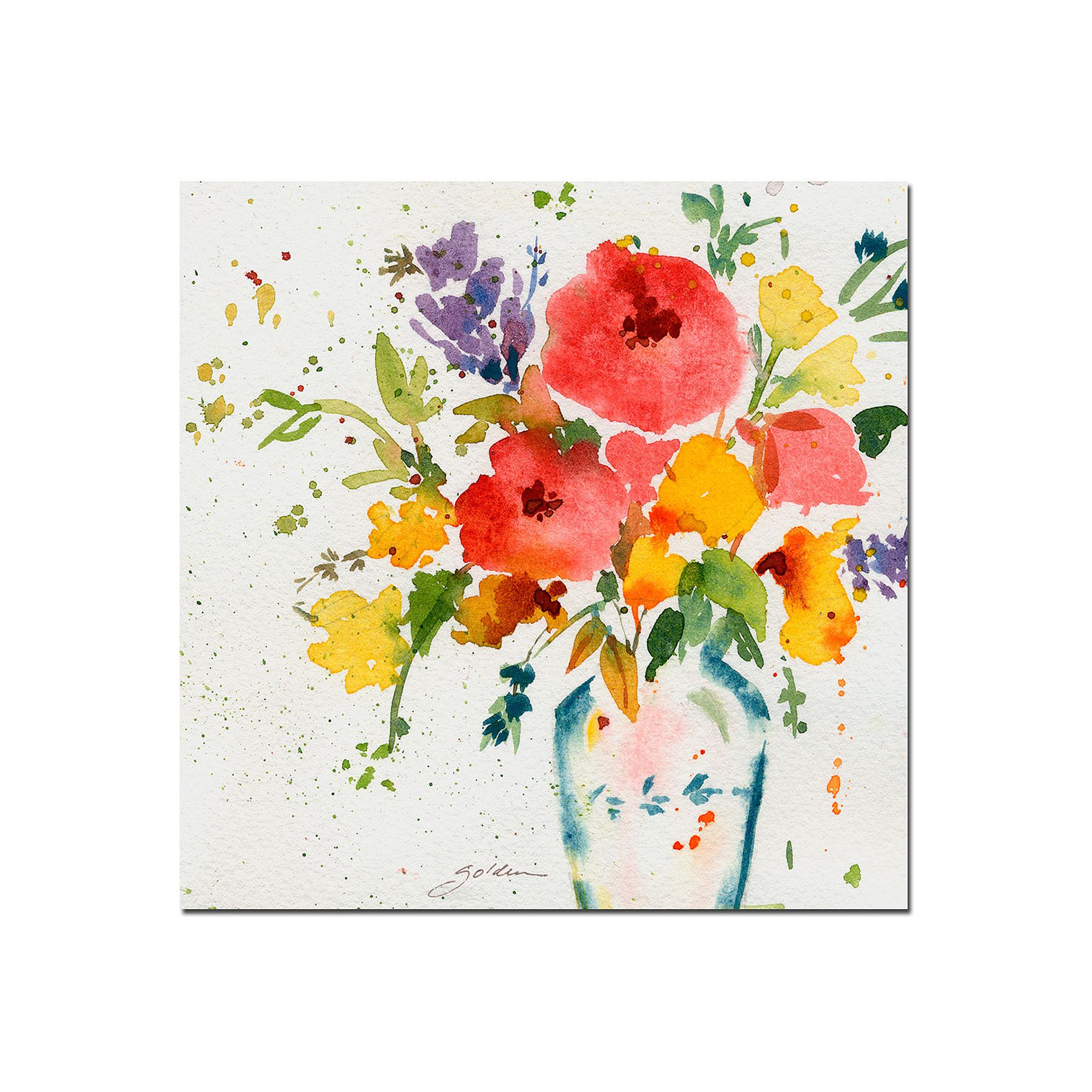 Vase with Bright Floral Canvas Wall Art, Multicolor