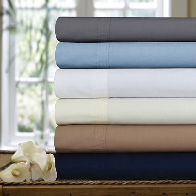 Solid 300-Thread Count Egyptian Cotton Percale Deep-Pocket Sheets