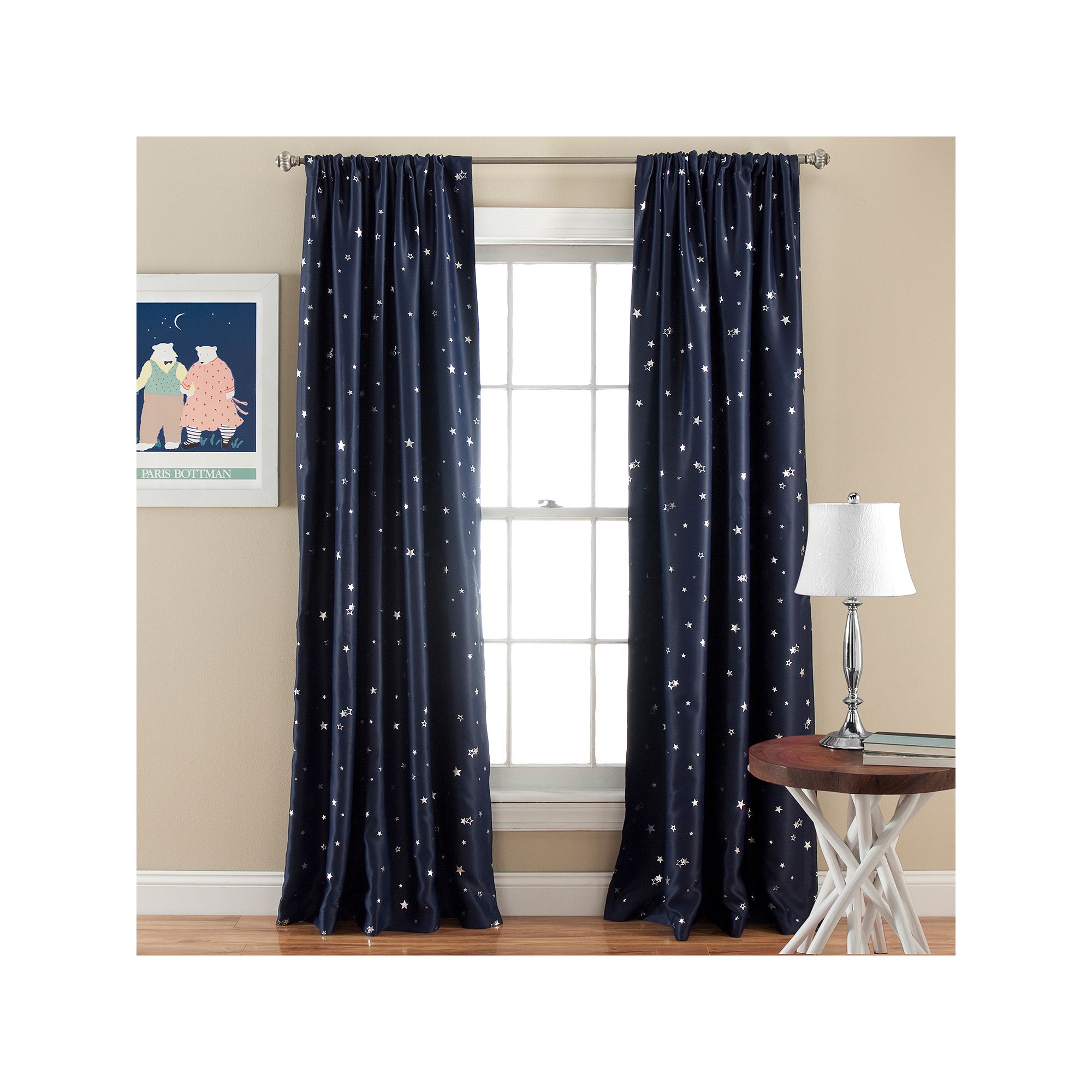 Lush Decor Set Star Blackout Window Curtains Set - 63 x 52, Blue