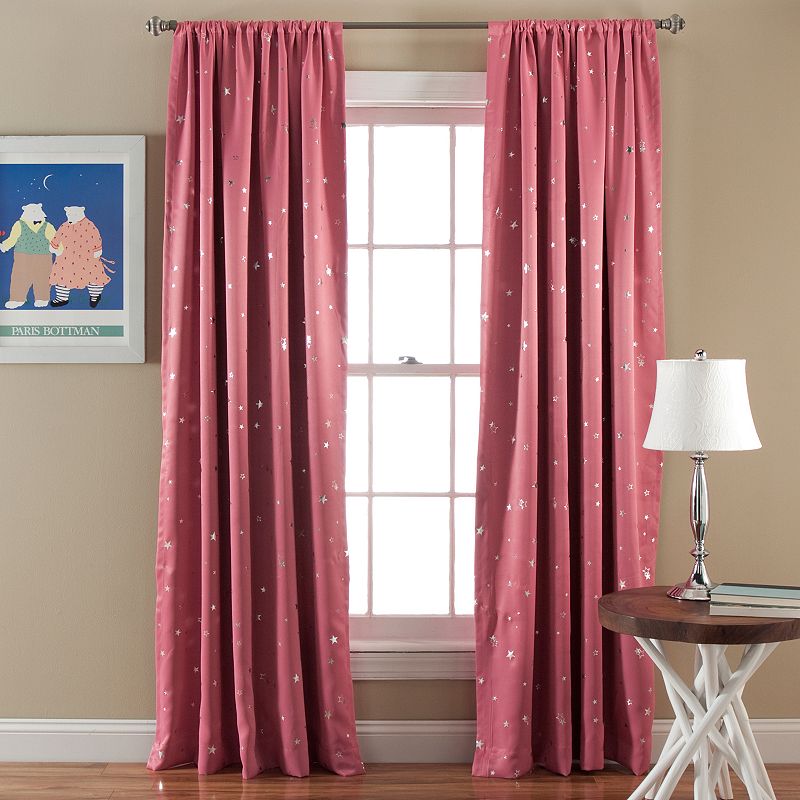 Lush Decor 2-pack Star Blackout Window Curtains - 52 x 84, Pink, 38X63