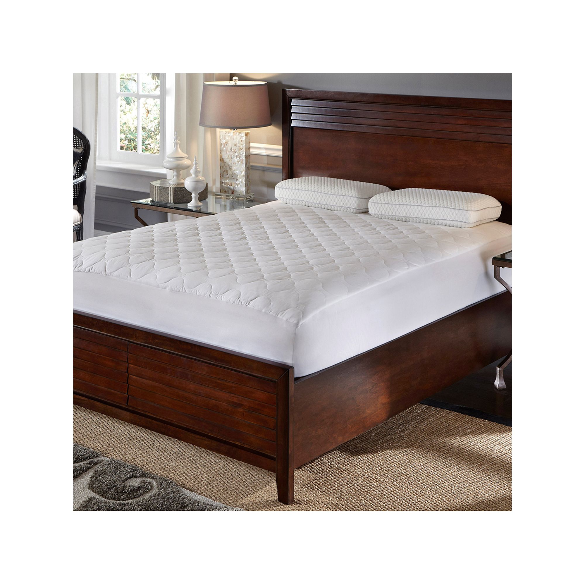 Hotel Laundry Quiet Comfort Waterproof Deep-Pocket Mattress Pad, White