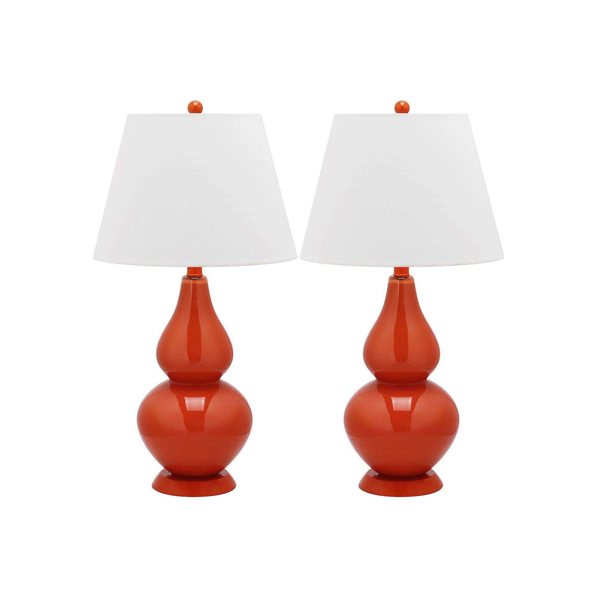 Safavieh 2-piece Cybil Double Gourd Table Lamp Set, Blood Orange