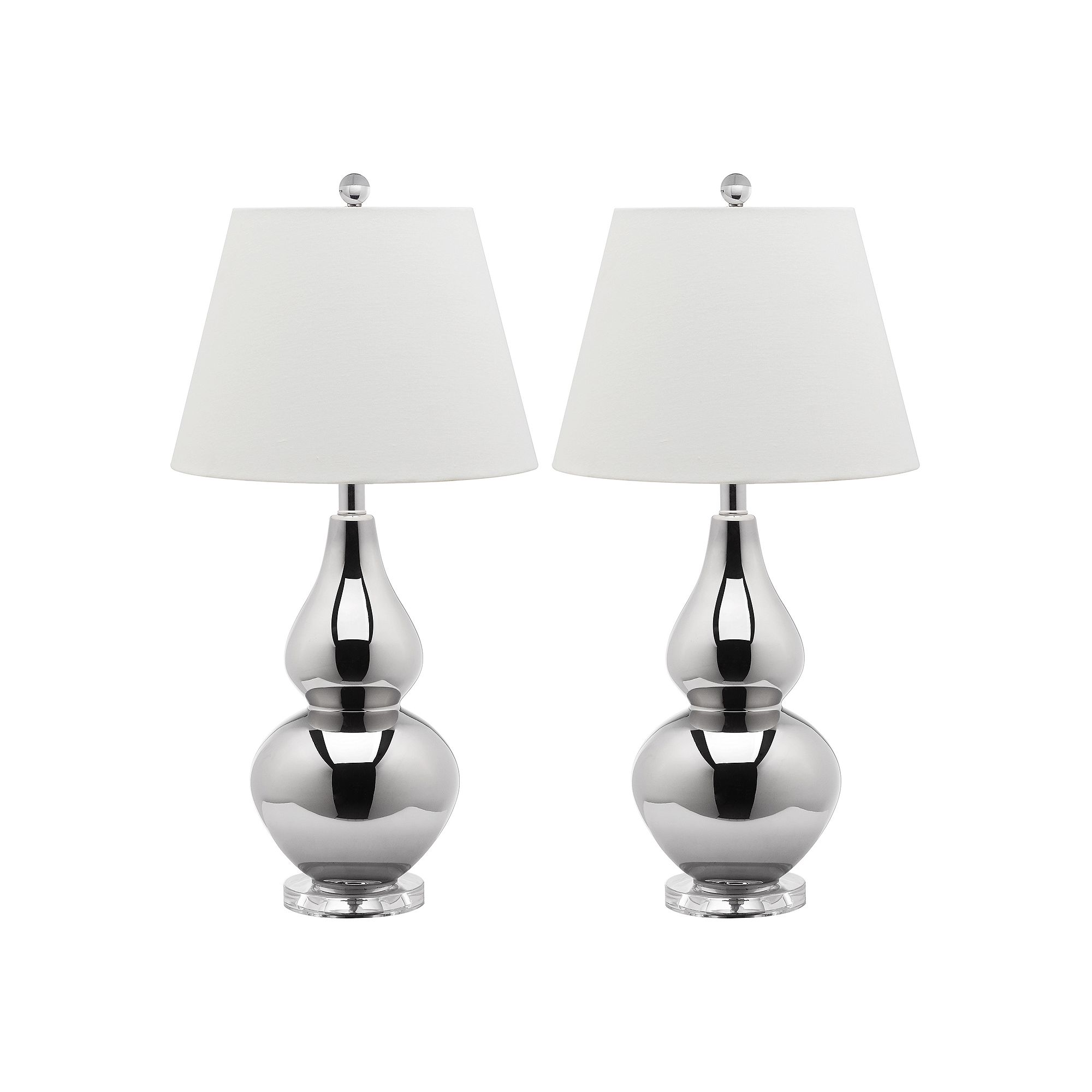 Safavieh 2-piece Cybil Double Gourd Table Lamp Set, Silver