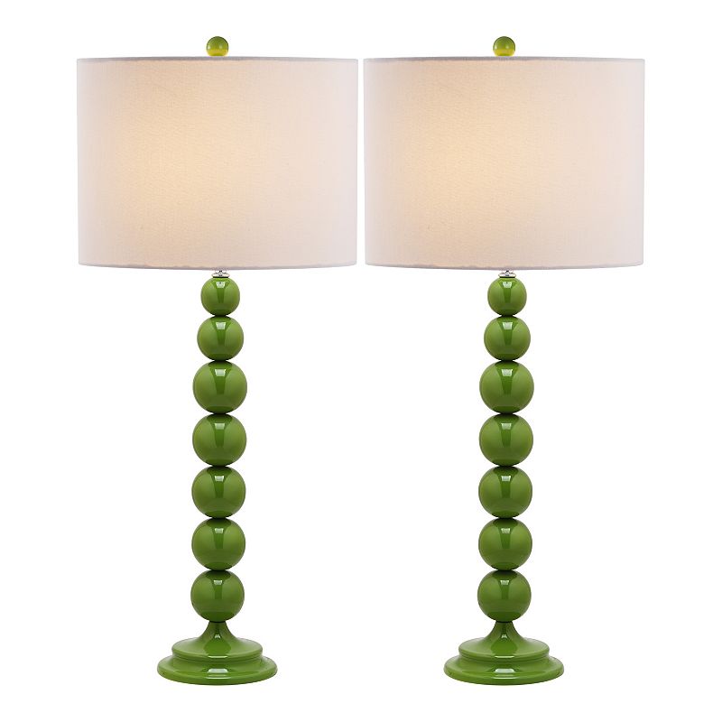 Safavieh Jenna Metal Stacked Ball Lamp in Fern Green (Set of 2)