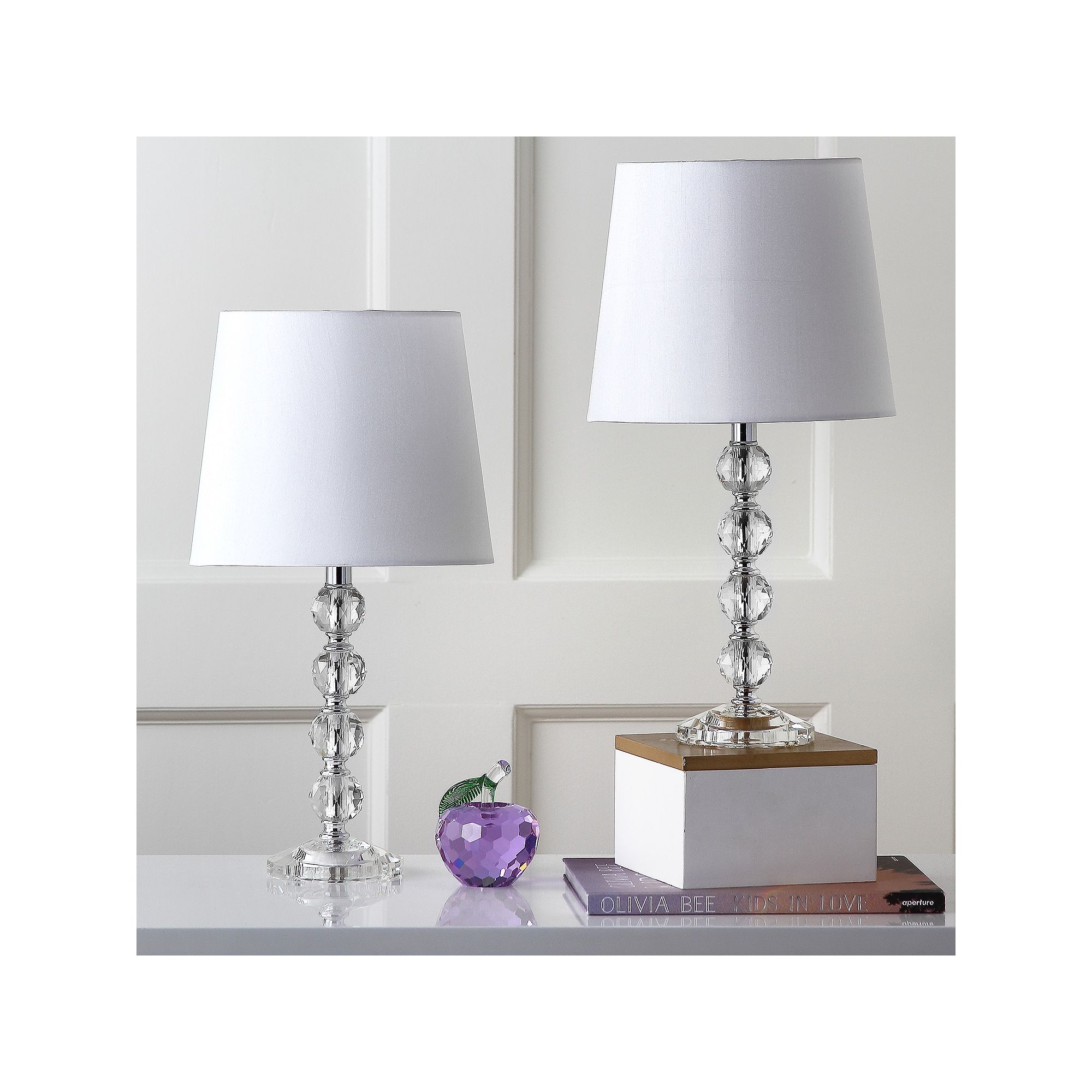 Safavieh 2-piece Nola Stacked Crystal Ball Table Lamp Set, White
