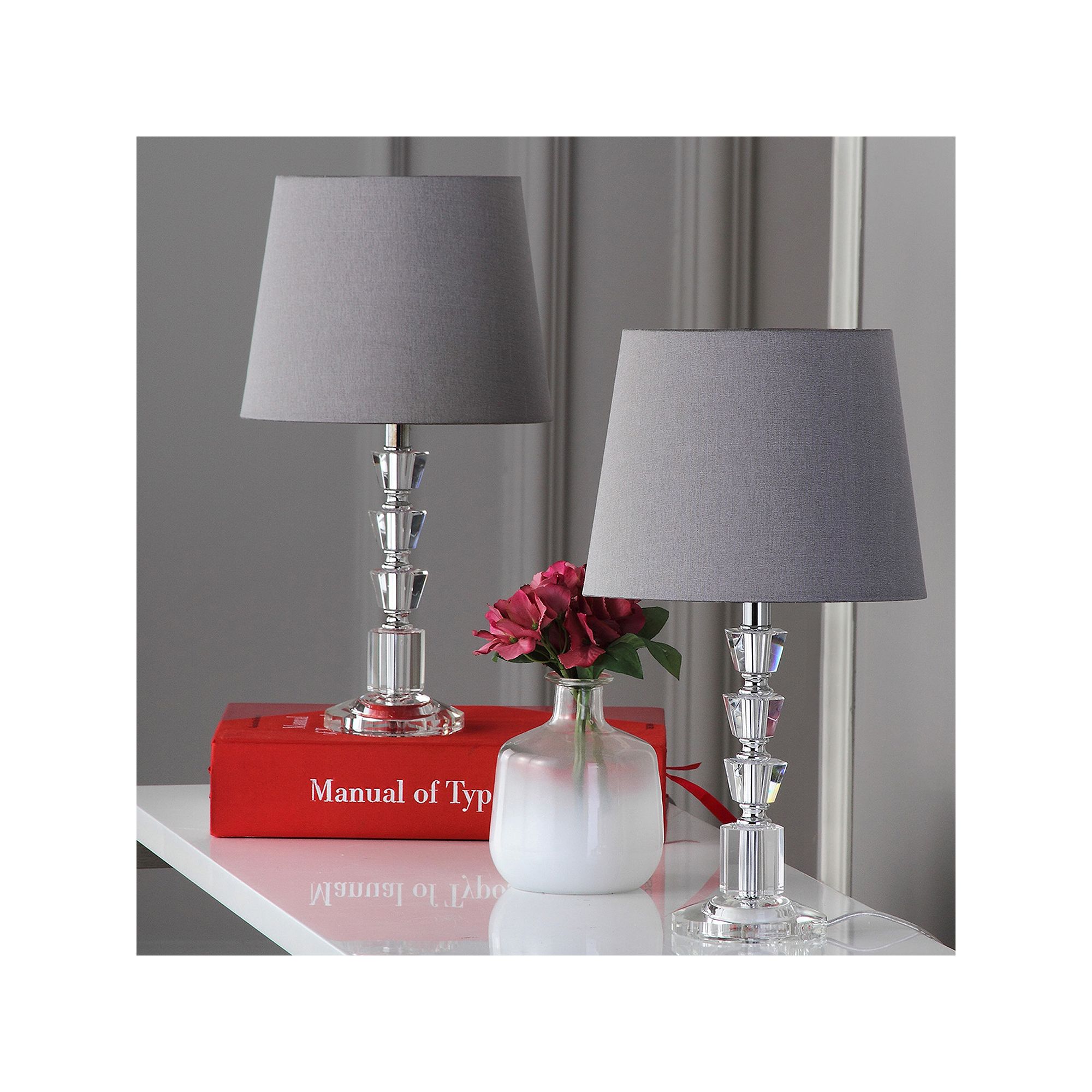 Safavieh 2-piece Harlow Tiered Crystal Orb Table Lamp Set, Gray