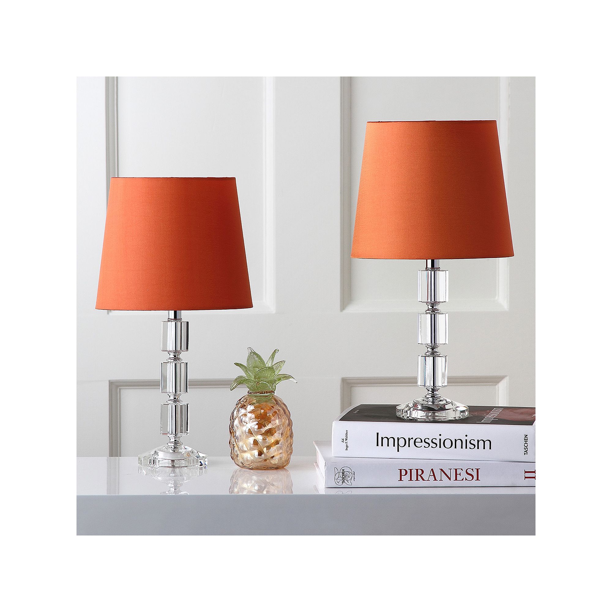 Safavieh 2-piece Erin Crystal Cube Table Lamp Set, Orange