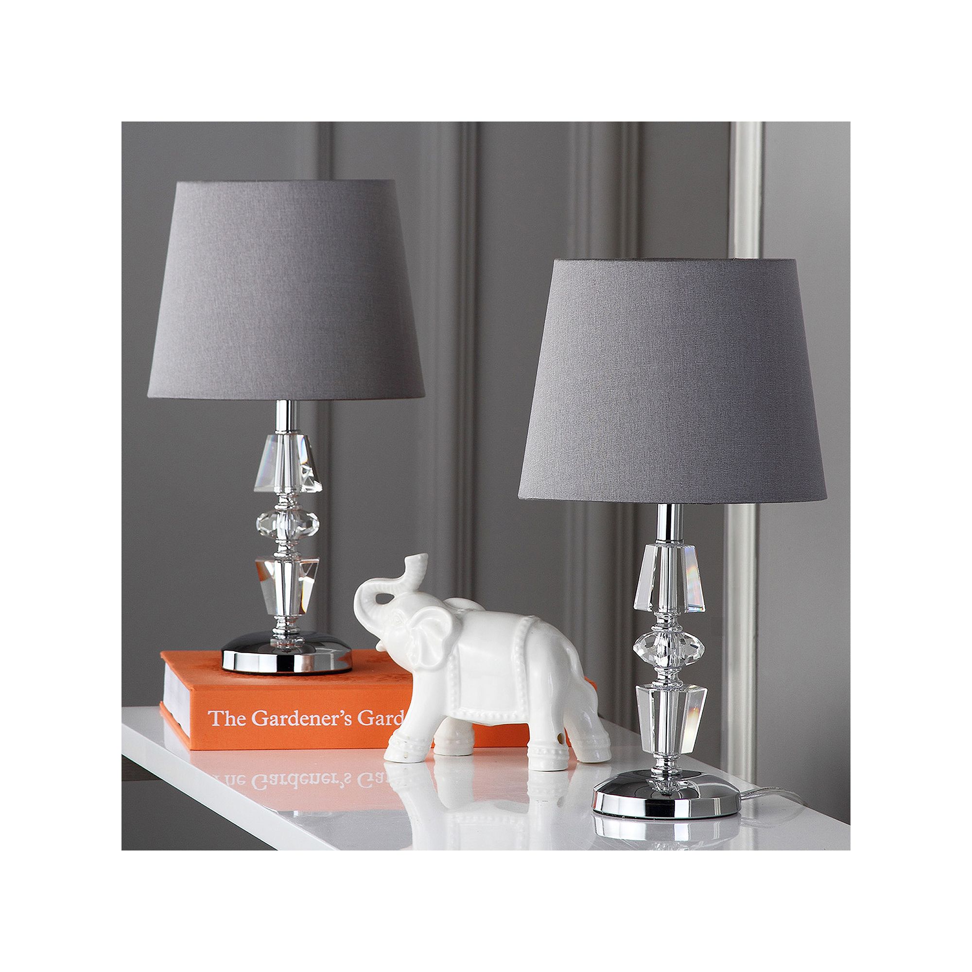 Safavieh 2-piece Crescendo Tiered Crystal Table Lamp Set, Gray