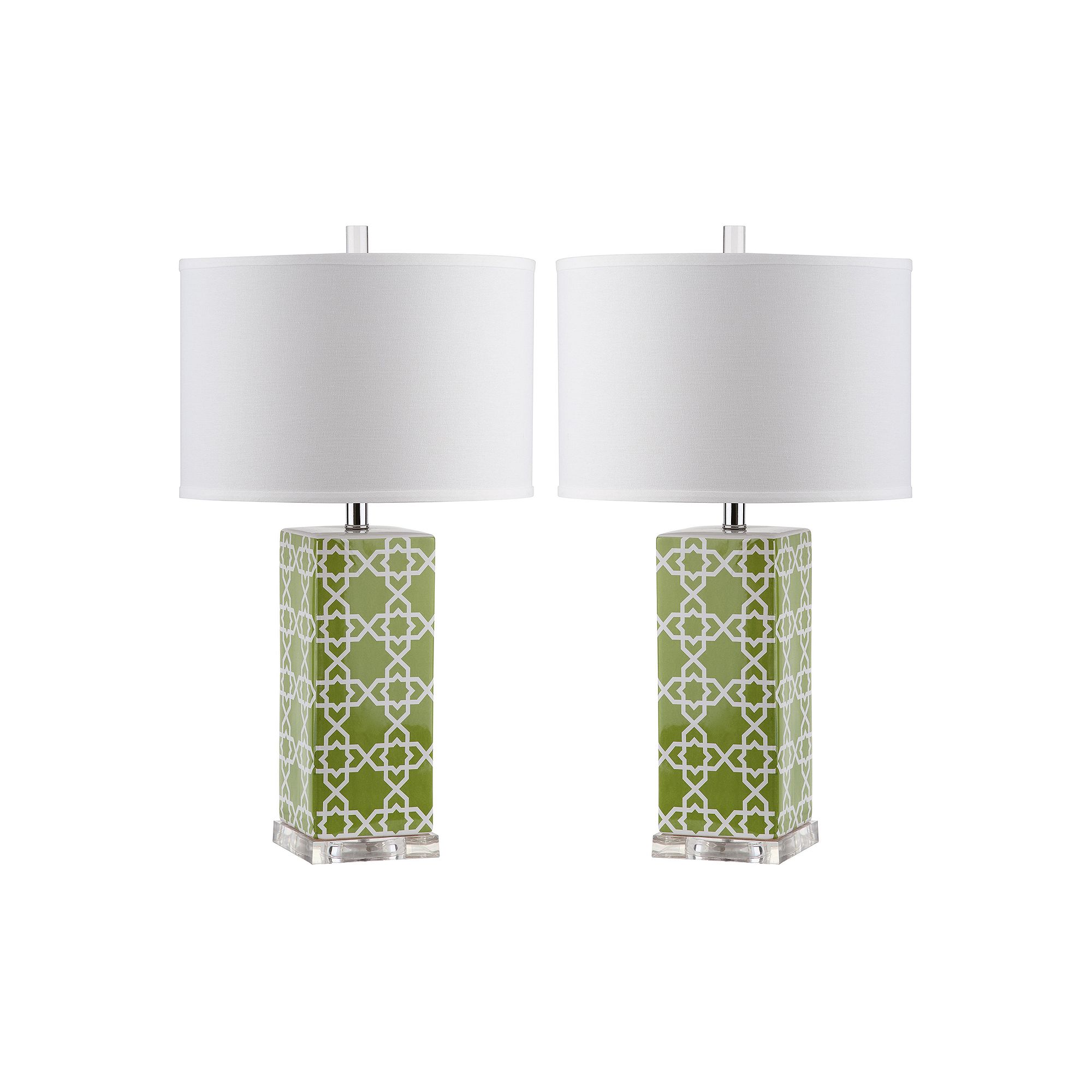 Safavieh 2-piece Quatrefoil Table Lamp Set, Green