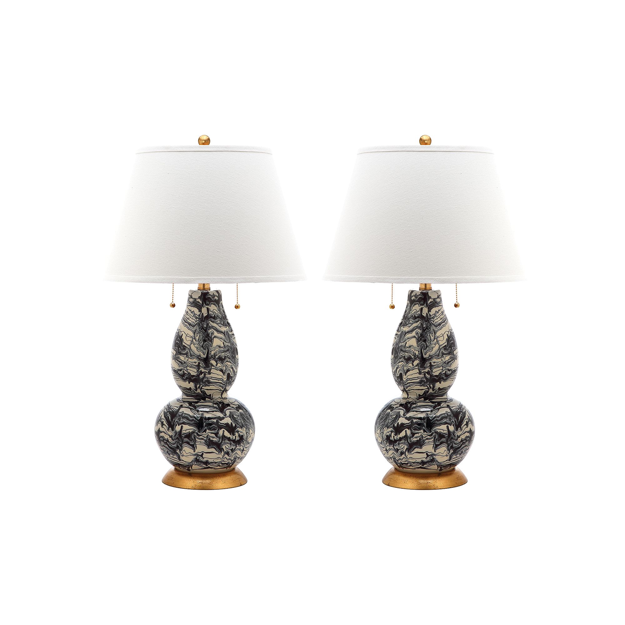 Safavieh 2-piece Color Swirls Glass Table Lamp Set, Black White