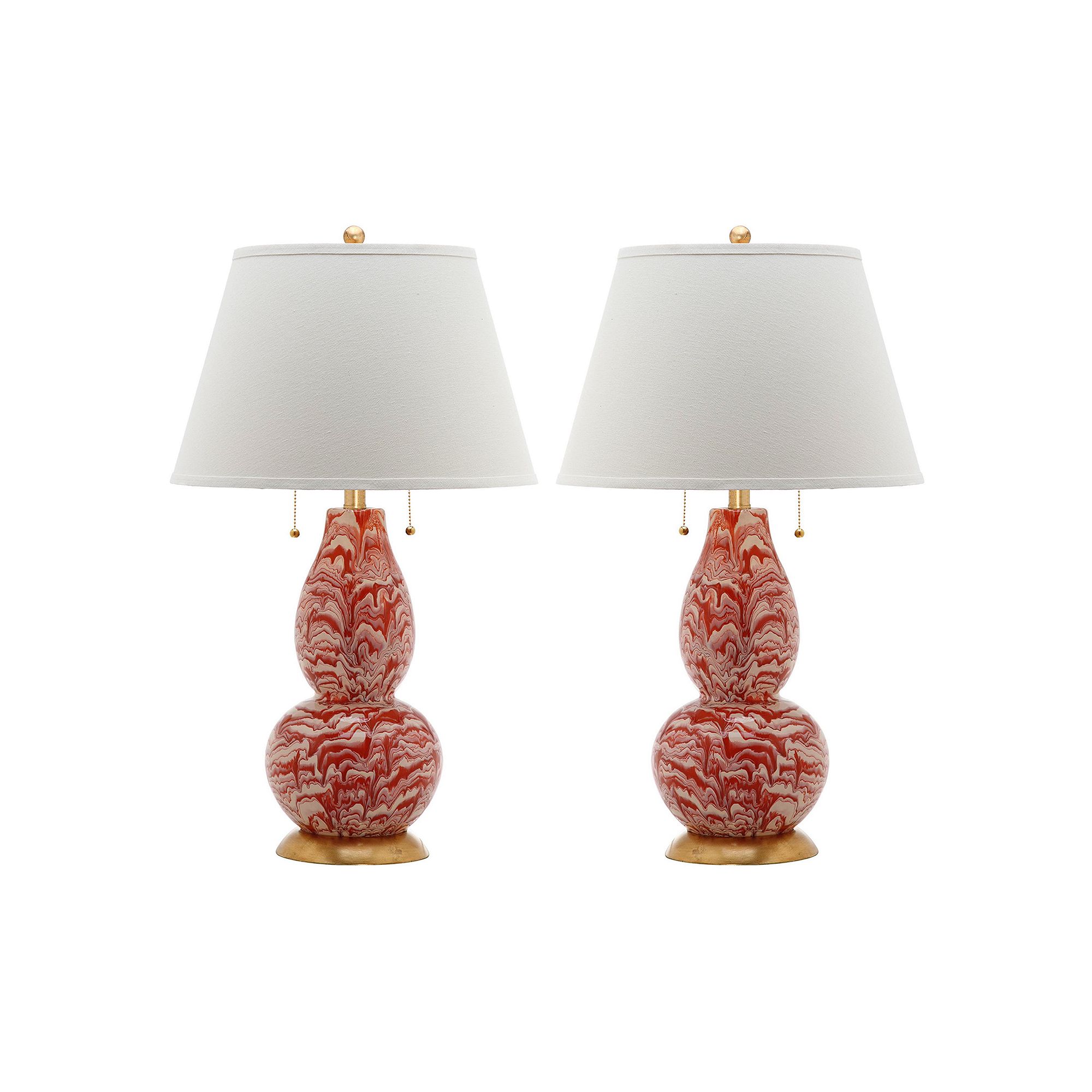 Safavieh 2-piece Color Swirls Glass Table Lamp Set, Orange White